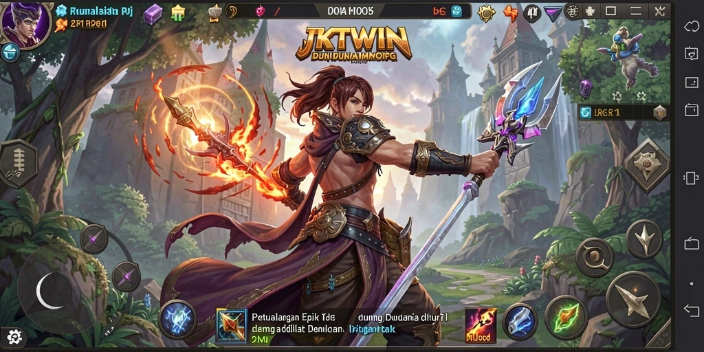 Tangkapan layar JKTWIN menampilkan aksi pertempuran epik dalam dunia MMORPG.