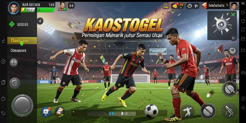 Screenshot gameplay KAOSTOGEL menampilkan aksi olahraga yang mendebarkan.