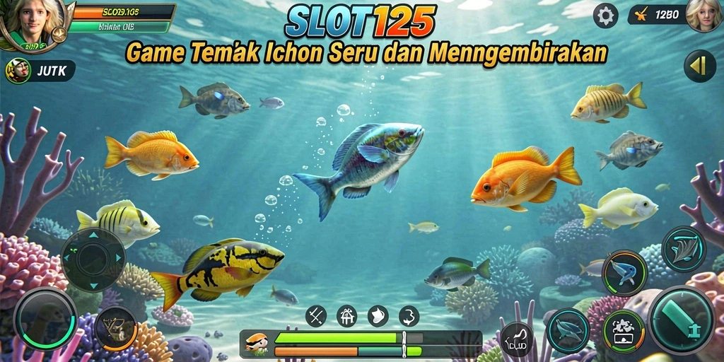 Tampilan menembak ikan dalam game SLOT123 yang seru.