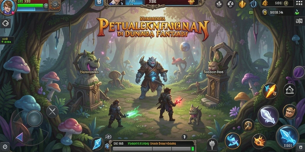 Tangkapan layar gameplay X88 yang menampilkan karakter berpetualang.